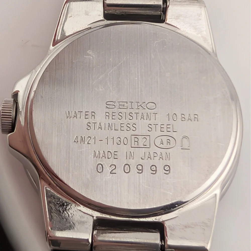 Vintage Seiko Lukia Women's Watch 4N21-1130 Blue MOP Dial Stainless Steel 5.75